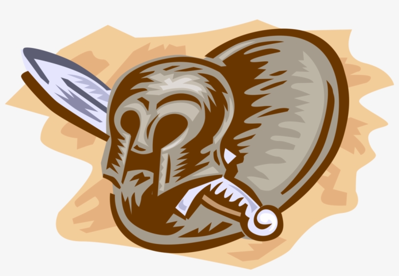 Vector Illustration Of Athenian Warrior Helmet With - Vector Graphics, transparent png download
