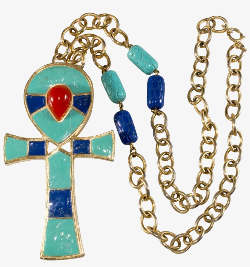 Hattie Carnegie Egyptian Revival Ankh Necklace Or Brooch - Chain, transparent png download