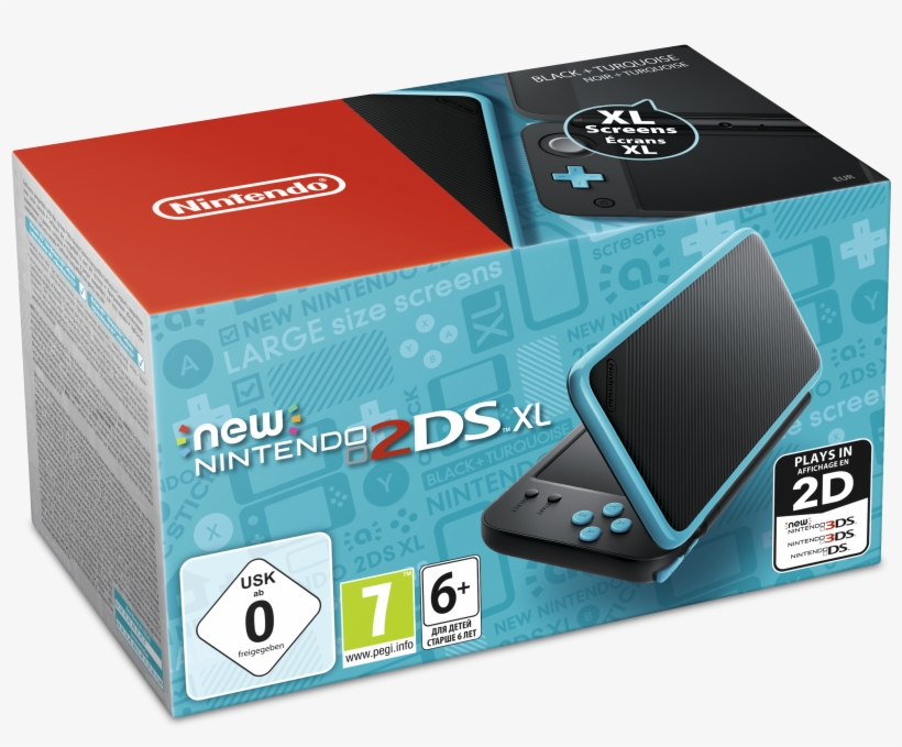 New Nintendo 2ds Xl Hw Black Turquoise, Black/ Turqouise, - Nintendo 2ds Xl Black & Turquoise Console, transparent png download