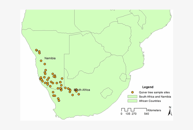 Quiver Tree Sample Sites In Namibia And South Africa - Atlas, transparent png download