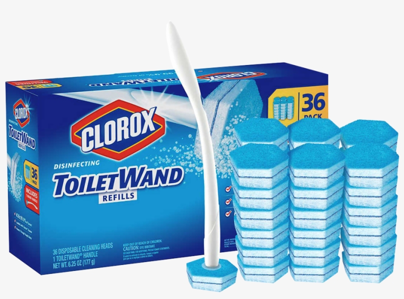 Clorox 拋棄式馬桶清潔刷頭連手柄補充刷頭 - Clorox Rainforest Rush Toilet Wand Refill - 20pk, transparent png download