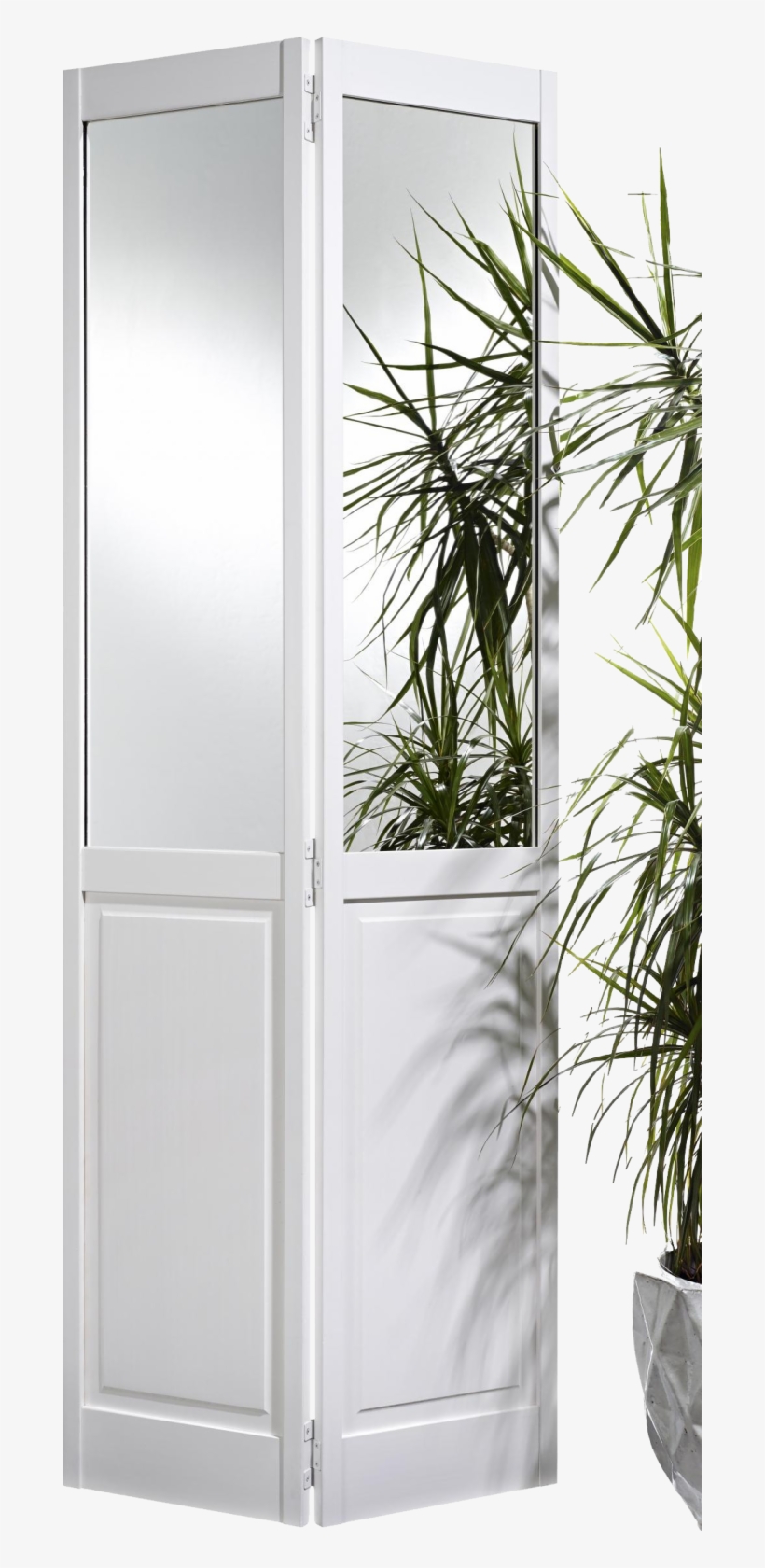 2 Panel Mirror Bi Fold Door White - Lpd Doors 2p Bi-fold Mirror White Pine Interior Door, transparent png download