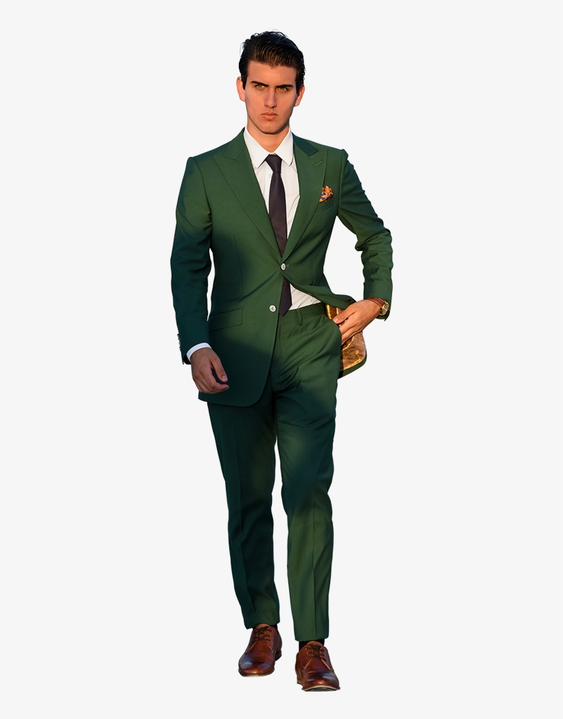 The Regal Forest Green Suit - Dark Olive Green Suit, transparent png download