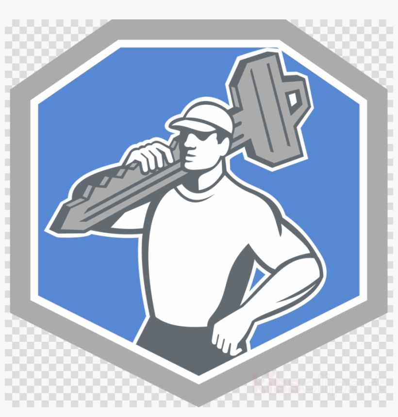 Locksmith Carry Key Shield Retro Card Clipart Royalty-free - Locksmith Carry Key Shield Retro Card, transparent png download