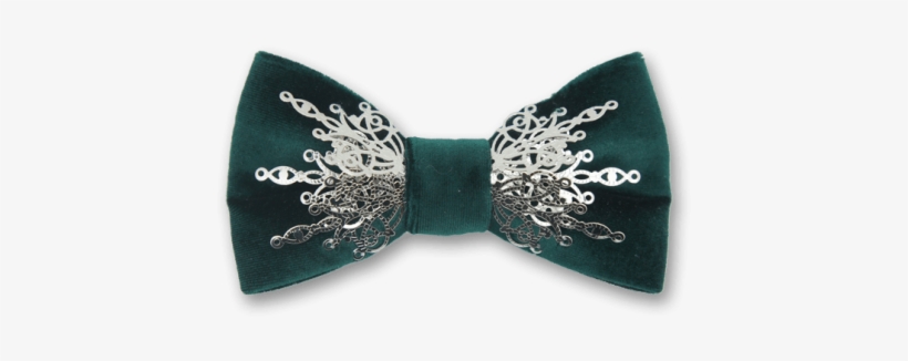 Gothic In Green Velvet Silver Bow Tie - Bow Tie, transparent png download