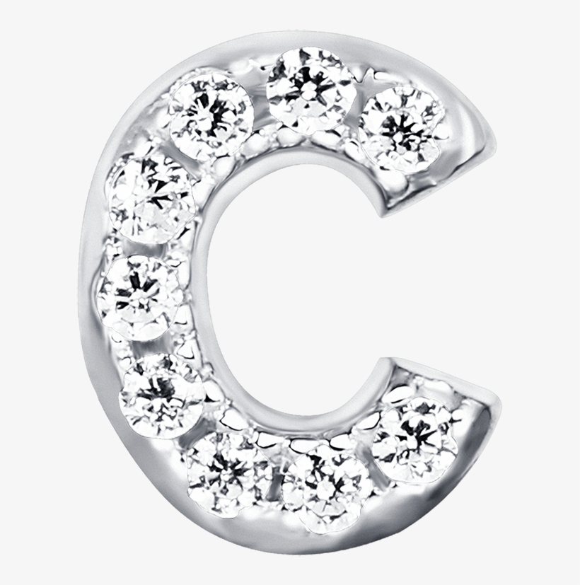 Letter C Locket Charm With White Crystals In White, transparent png download