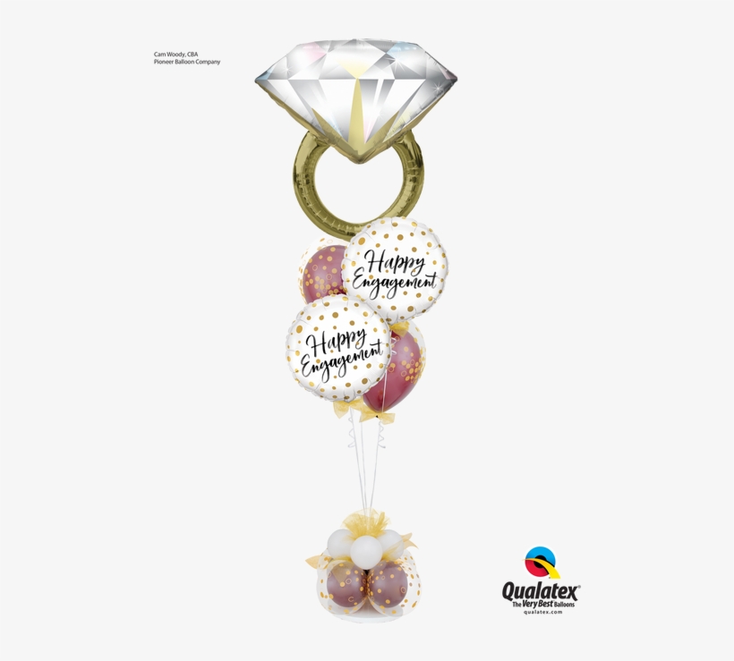 Happy Engagement Diamond Ring Bouquet - Diamond Ring Foil Balloon, transparent png download