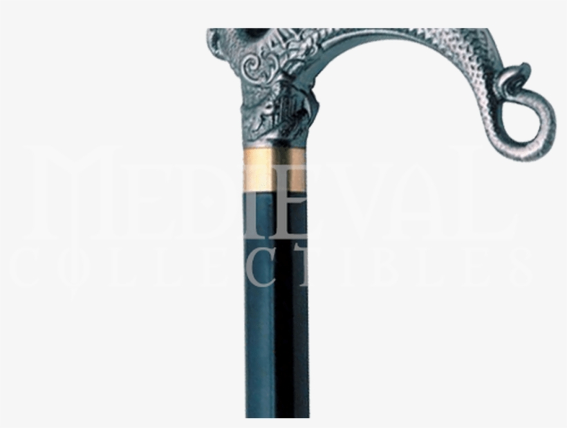 Silver Dragon Sword Cane Medieval, Dragons And Walking - Walking Stick, transparent png download