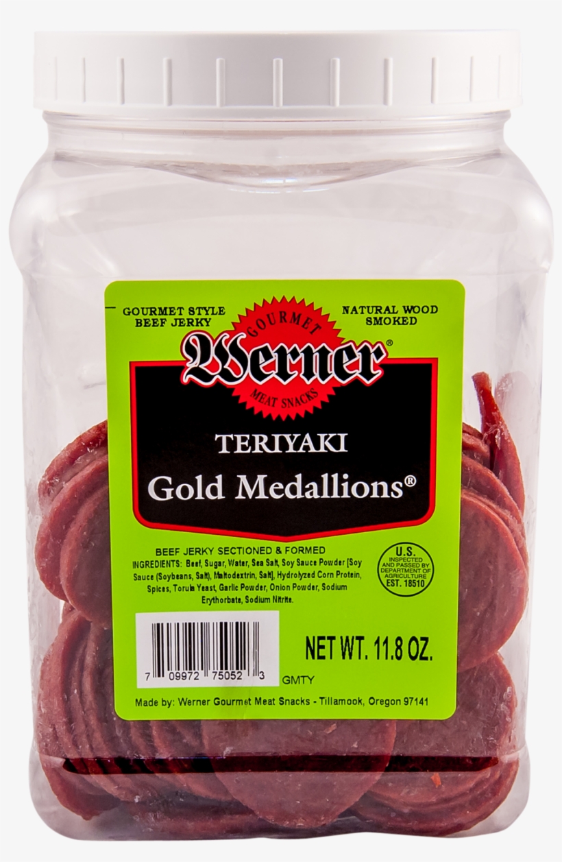 Teriyaki Gold Medallions - Werner Shredded Beef Jerky Chew 0.32 Oz Each | Retro, transparent png download