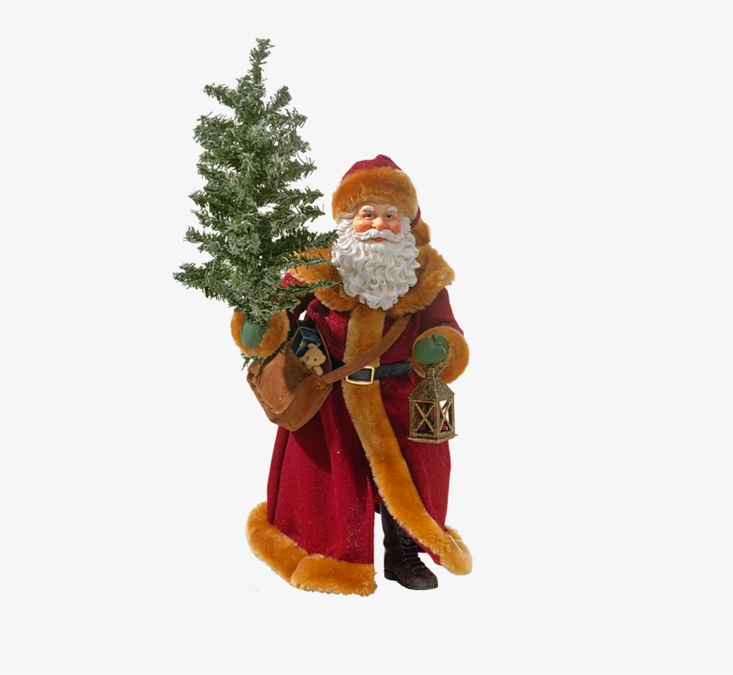 Santa Claus With Tree And Lantern - Santa Claus, transparent png download
