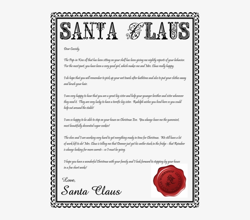 Santa Claus Seal Png Graphic Royalty Free - Letters From Santa, transparent png download