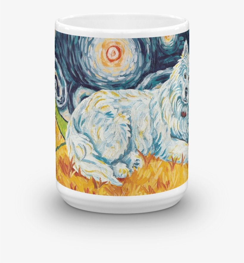 Samoyed Starry Night Mug-15oz - Dog, transparent png download