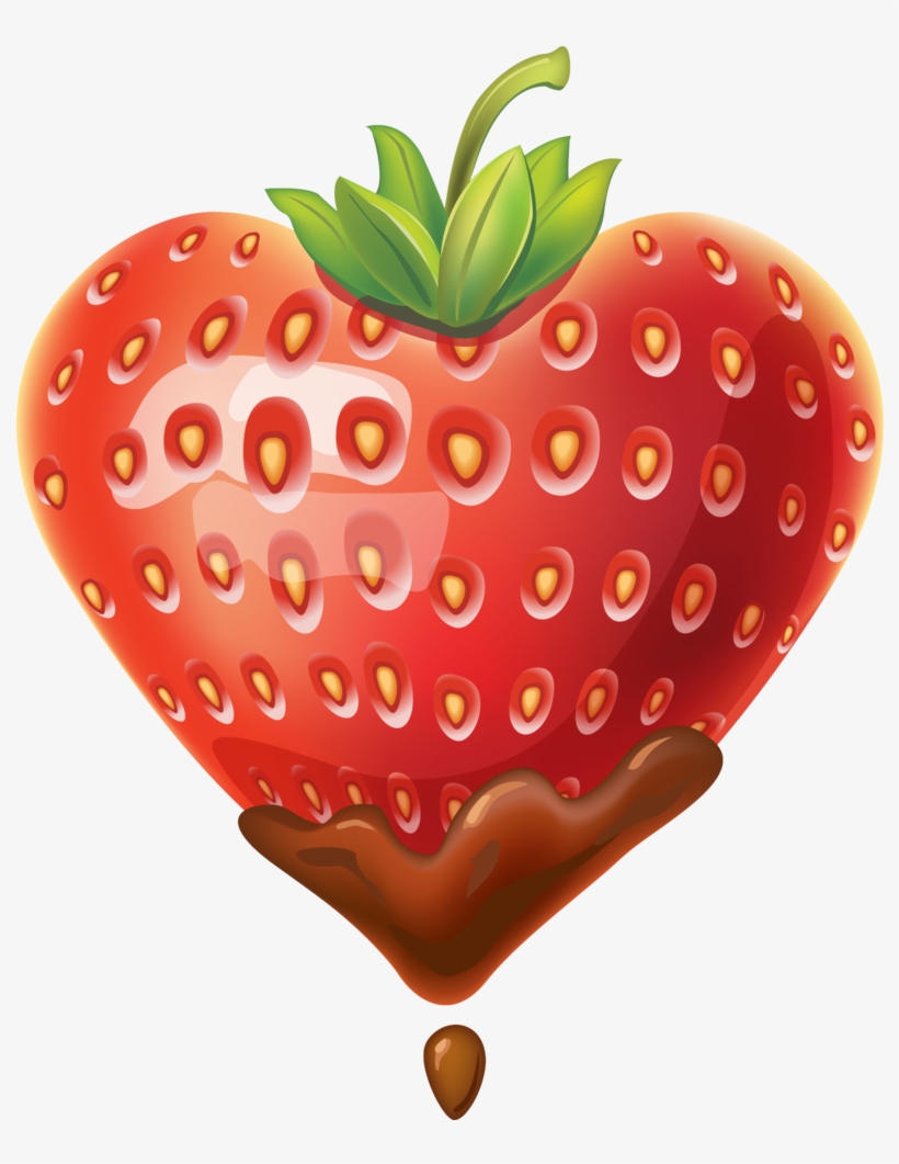 Strawberry Dipped In Chocolate - Strawberries Shaped Like A Heart, transparent png download