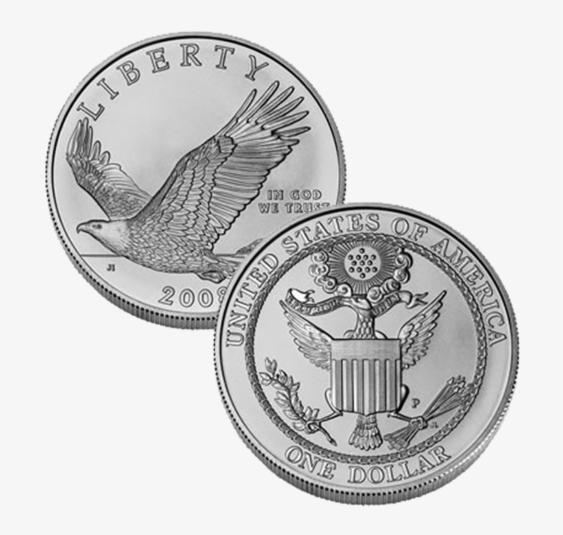 2008-p Bald Eagle Commemorative Uncirculated Silver - 2008 Bald Eagle Silver Dollar - Uncirculated By Collectors, transparent png download