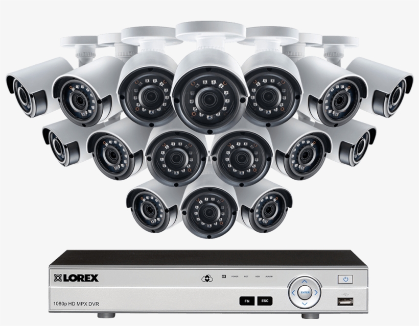 1080p 16 Channel Hd Security Camera System With 16 - Lorex Security Surveillance System With Night Vision, transparent png download