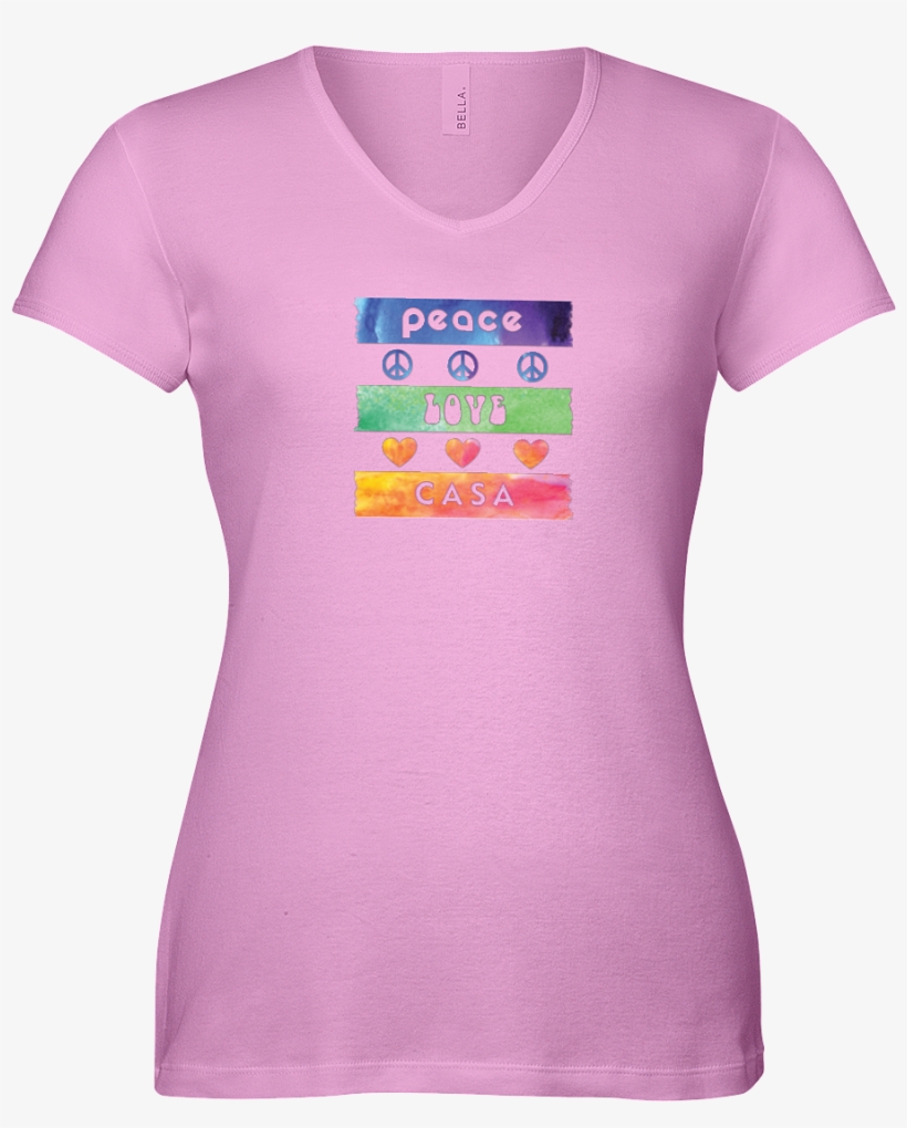 Splash Peace Love Casa Ladies V-neck Short Sleeve, transparent png download