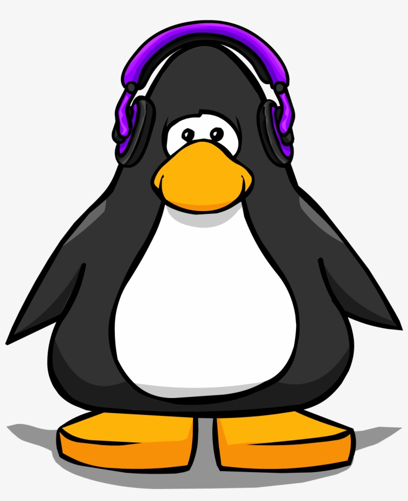 Purple Headphones On A Player Card - Penguin Club Penguin, transparent png download