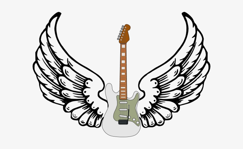 Stratocaster Guitar Clipart - Guitar With Wings Clip Art, transparent png download