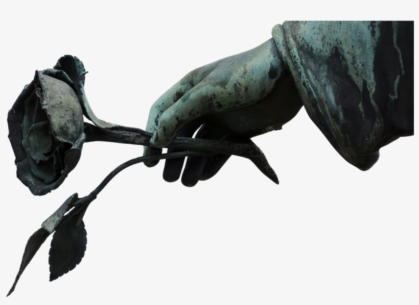 Angel, Hand, Rose, Cemetery, Sculpture - Cemetery Background With Angel Girls Hd, transparent png download