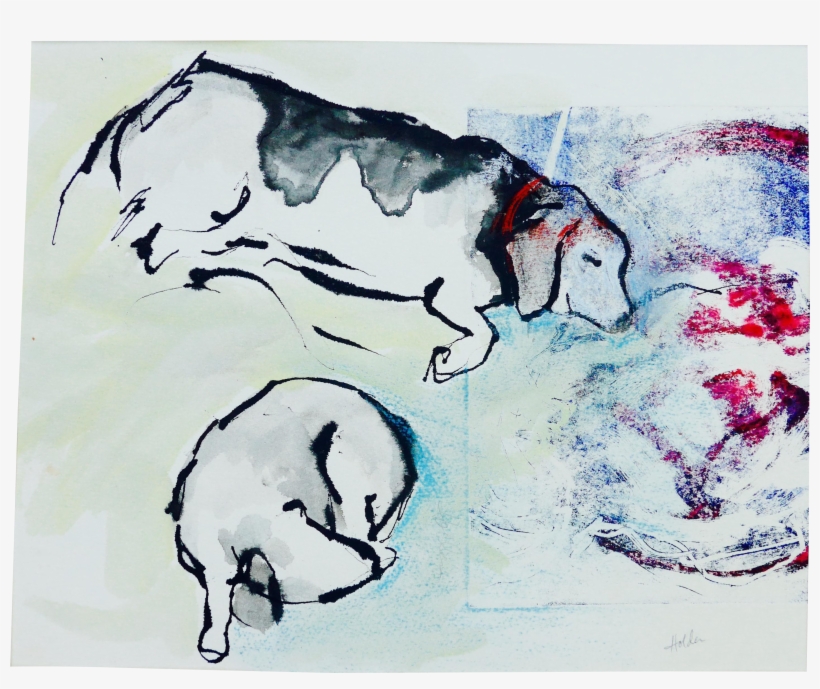 Beagle Sleep Abstract Watercolor Painting - Watercolor Painting, transparent png download