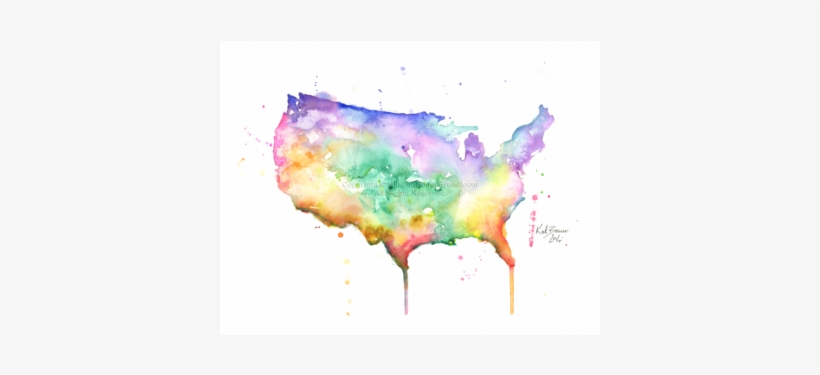 Water Color Map Of Usa, transparent png download