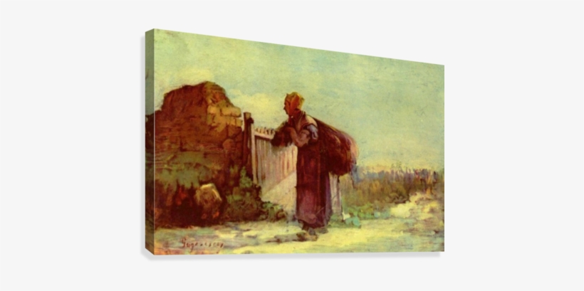 French Farmer With Bag On Her Back Canvas Print - "french Peasant Woman With A Bag On Her Back" By Nicolae, transparent png download