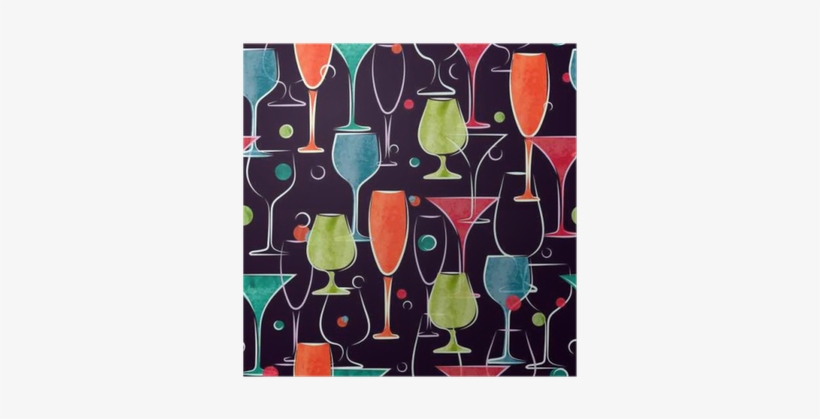 Seamless Pattern With Colorful Watercolor Cocktail - Royalty-free, transparent png download