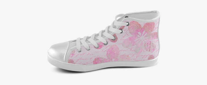 Watercolor Flower Pattern Women's High Top Canvas Shoes - High-top, transparent png download