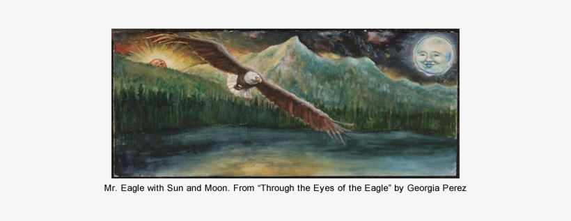 Illustration Of An Eagle Flying Over A Lake With Sun - Eagle, transparent png download