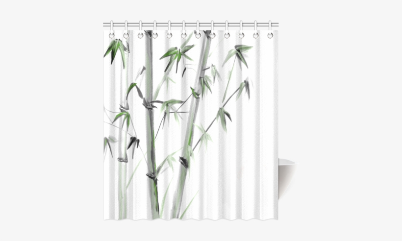 Bamboo Painting Watercolor Pattern Design Shower Curtain - Window Covering, transparent png download