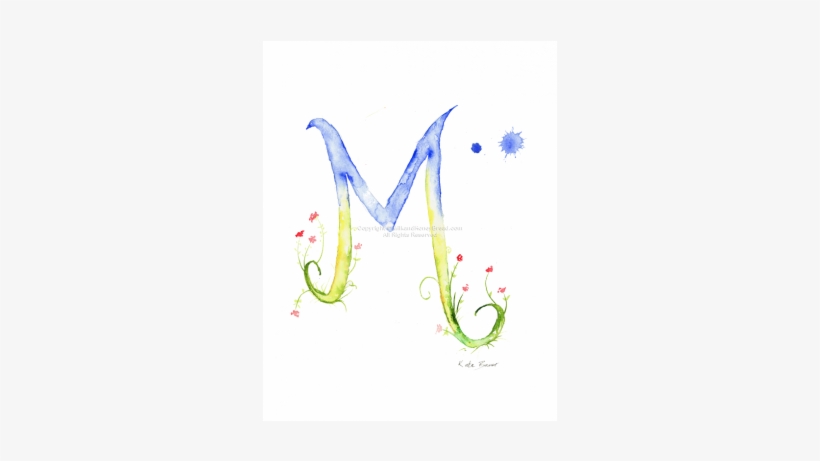 Letter M Watercolor Flower, transparent png download