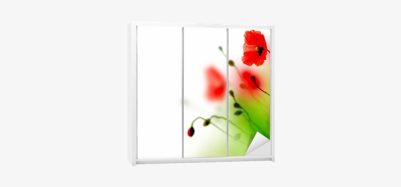 Beautiful Watercolor Poppy Border Wardrobe Sticker - Watercolor Painting, transparent png download
