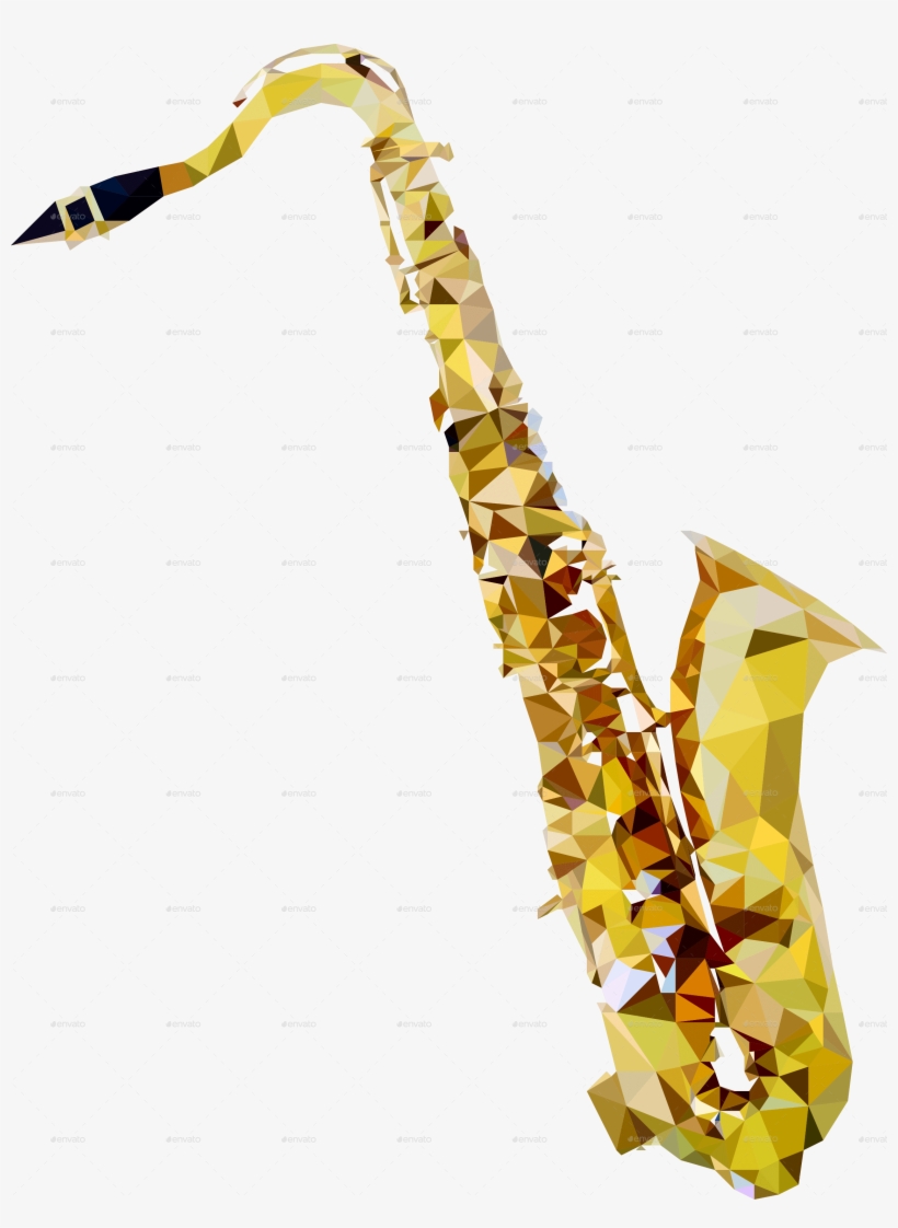 Saxophone - Low Poly Saxophone, transparent png download