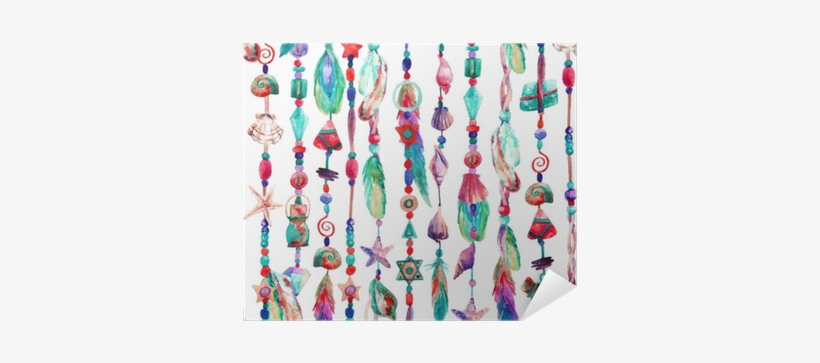 Watercolor Colorful Chains With Sea Shells, Beads, - Gioielli Ad Acquerello, transparent png download