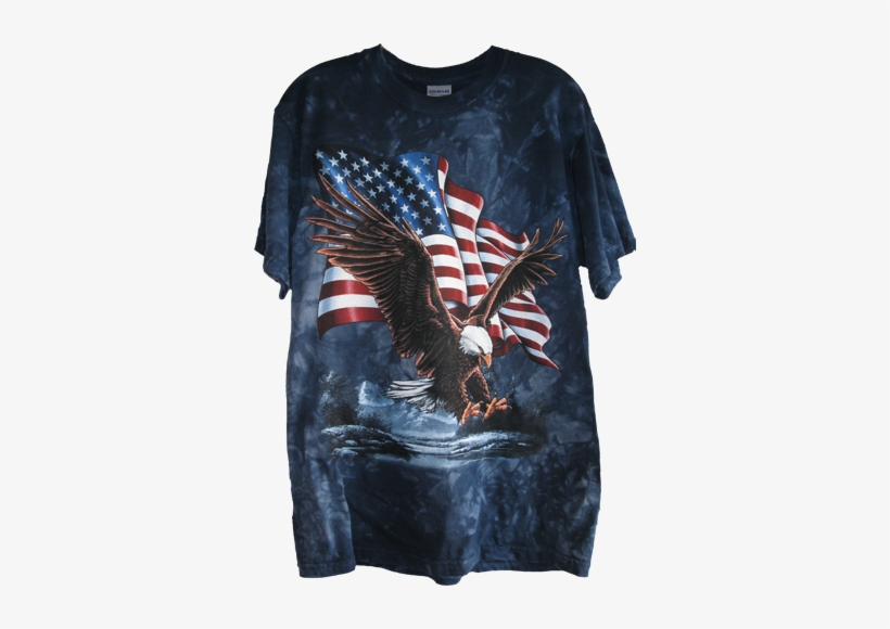 Black T Shirt W/bald Eagle And Flag $13 - Eagle Landing American Flag In Background Beautiful, transparent png download