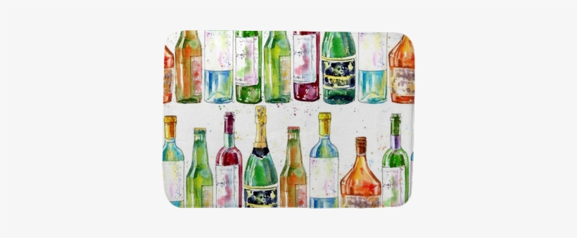 Seamless Pattern Of A Champagne,cognac, Wine, Beer - Wine, transparent png download