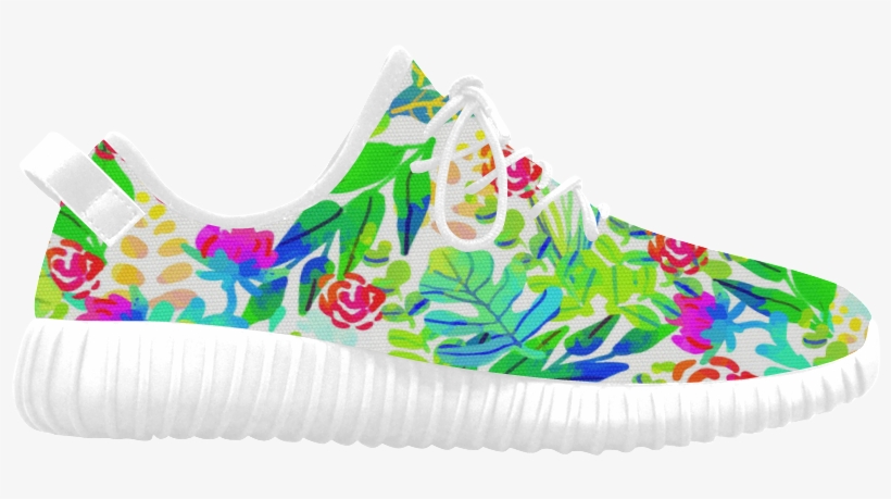 Cute Tropical Watercolor Flowers Grus Women's Breatheable - Basketball Shoe, transparent png download