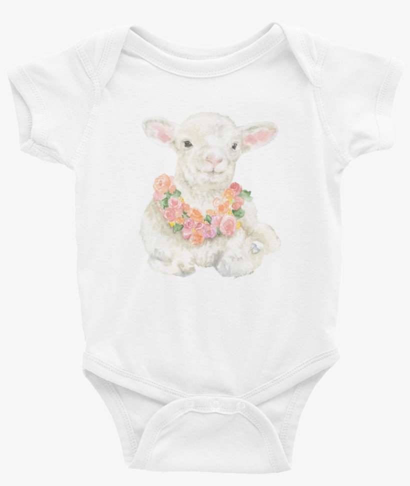 Lamb Floral Watercolor Infant Bodysuit - Bravocustomprinting Game Day Onesie - Onesie - Baby, transparent png download