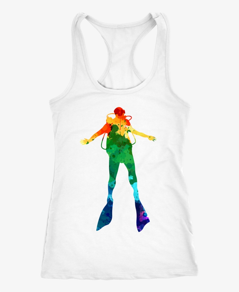 Watercolor Scuba Diver Racerback Tank Top - Scuba Diver Beach Towel, transparent png download