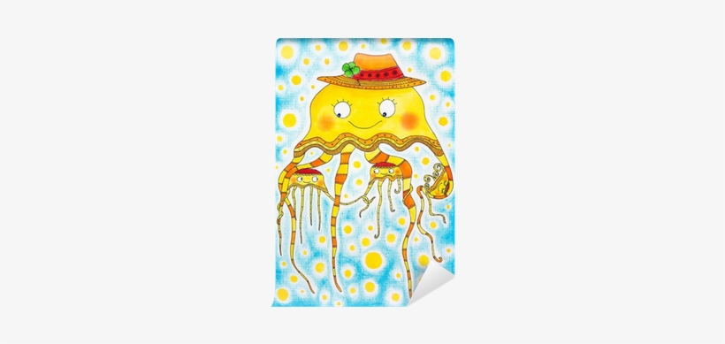 Jellyfish Family, Child's Drawing, Watercolor Painting - Watercolor Painting, transparent png download