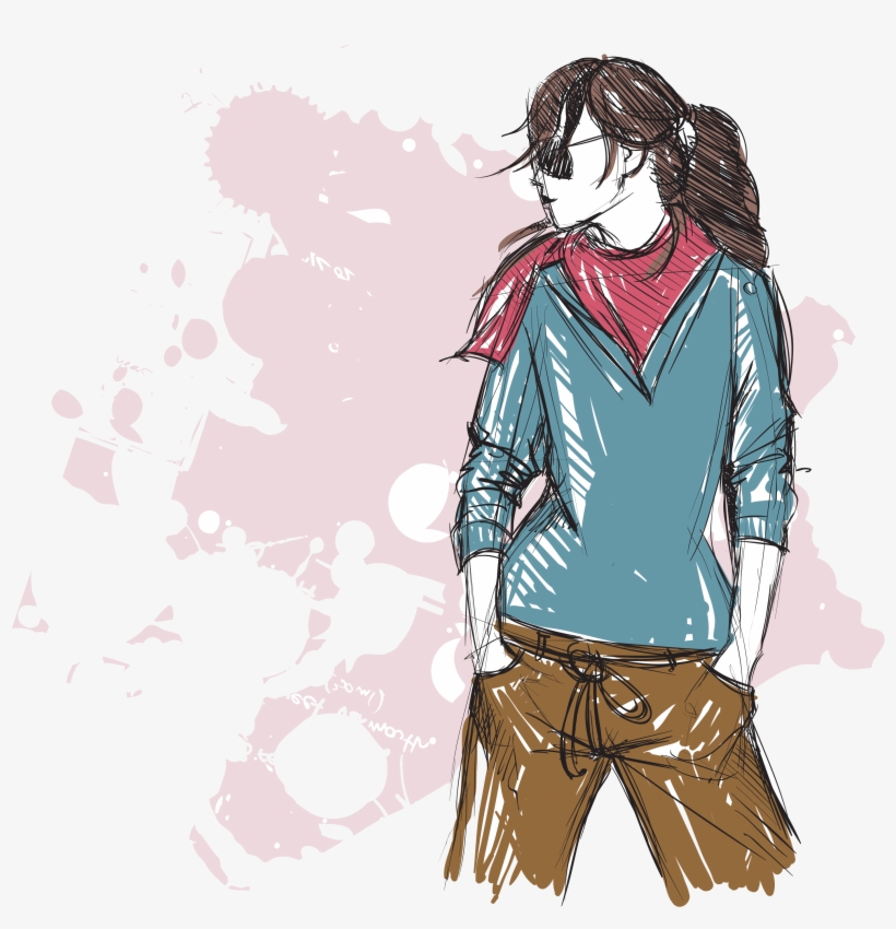 Fashion Girl Png Pic - Sketch, transparent png download