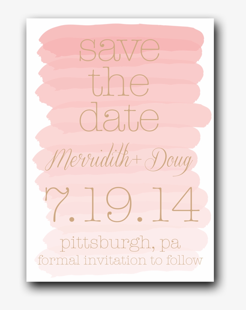 Watercolor Ombre Save The Date Pink - Poster, transparent png download