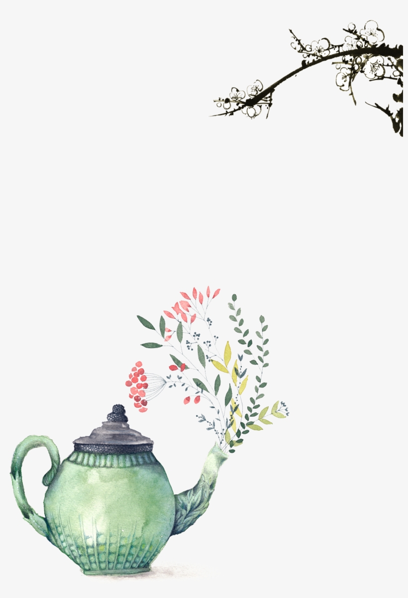Painting Printmaking Illustration Floral - Watercolor Teapot Teapot Illustration, transparent png download