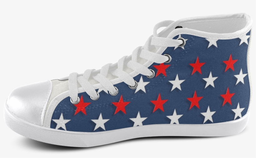 Navy Red White Stars Men's High Top Canvas Shoes - Shoe, transparent png download