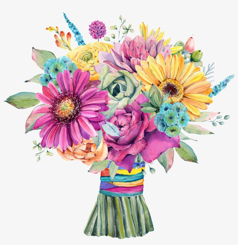 Hand Painted A Bunch Of Flowers Png Transparent - Ramo De Flores Png, transparent png download