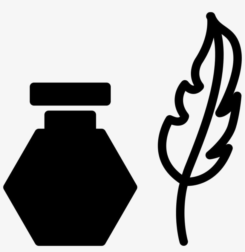 Feather Pen And Ink Container Comments - Clipart Ink Container, transparent png download