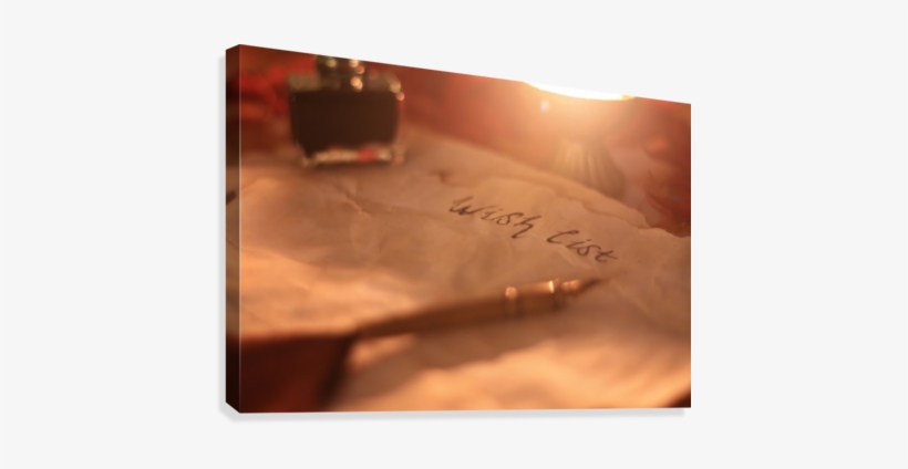 Old Wishlist With Feather Pen And Ink And Candle On - Document, transparent png download