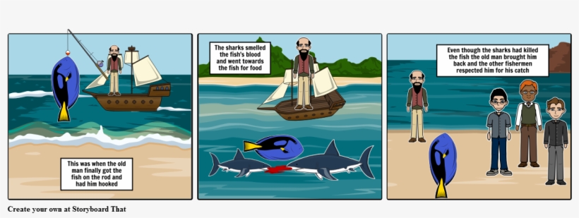 Old Man And The Sea Story Board - Cartoon, transparent png download