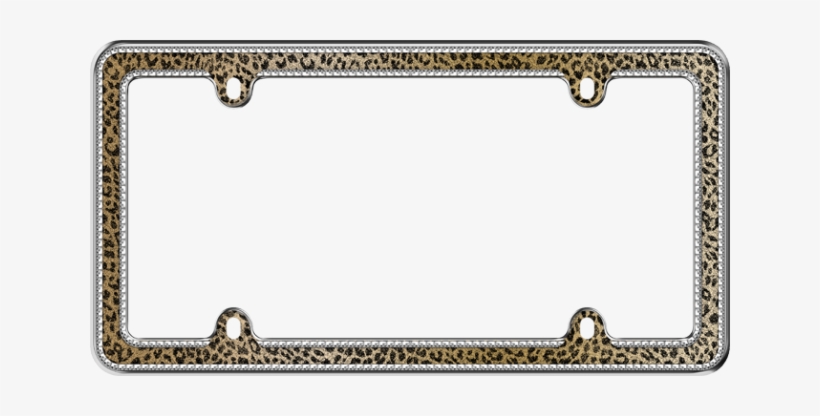 Leopard Print W/bling - Leopard Bling Chrome License Plate Frame, transparent png download