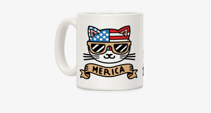 Merica Cat Coffee Mug - Cat, transparent png download